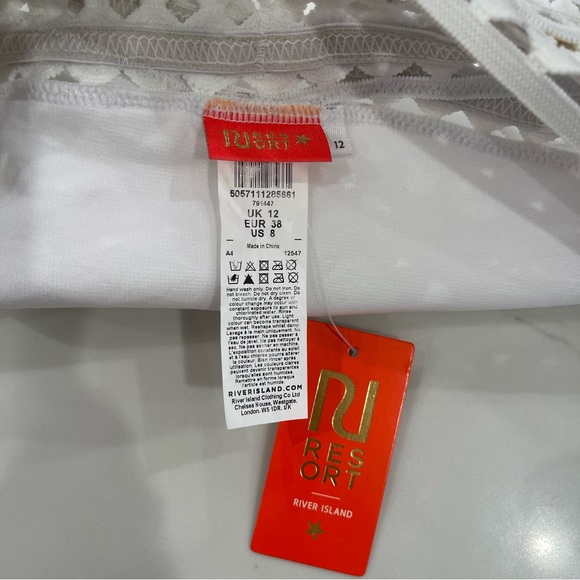 NWT RU Resort White Cut Out Bikini Bottom with Gold Accents - Picture 11 of 15